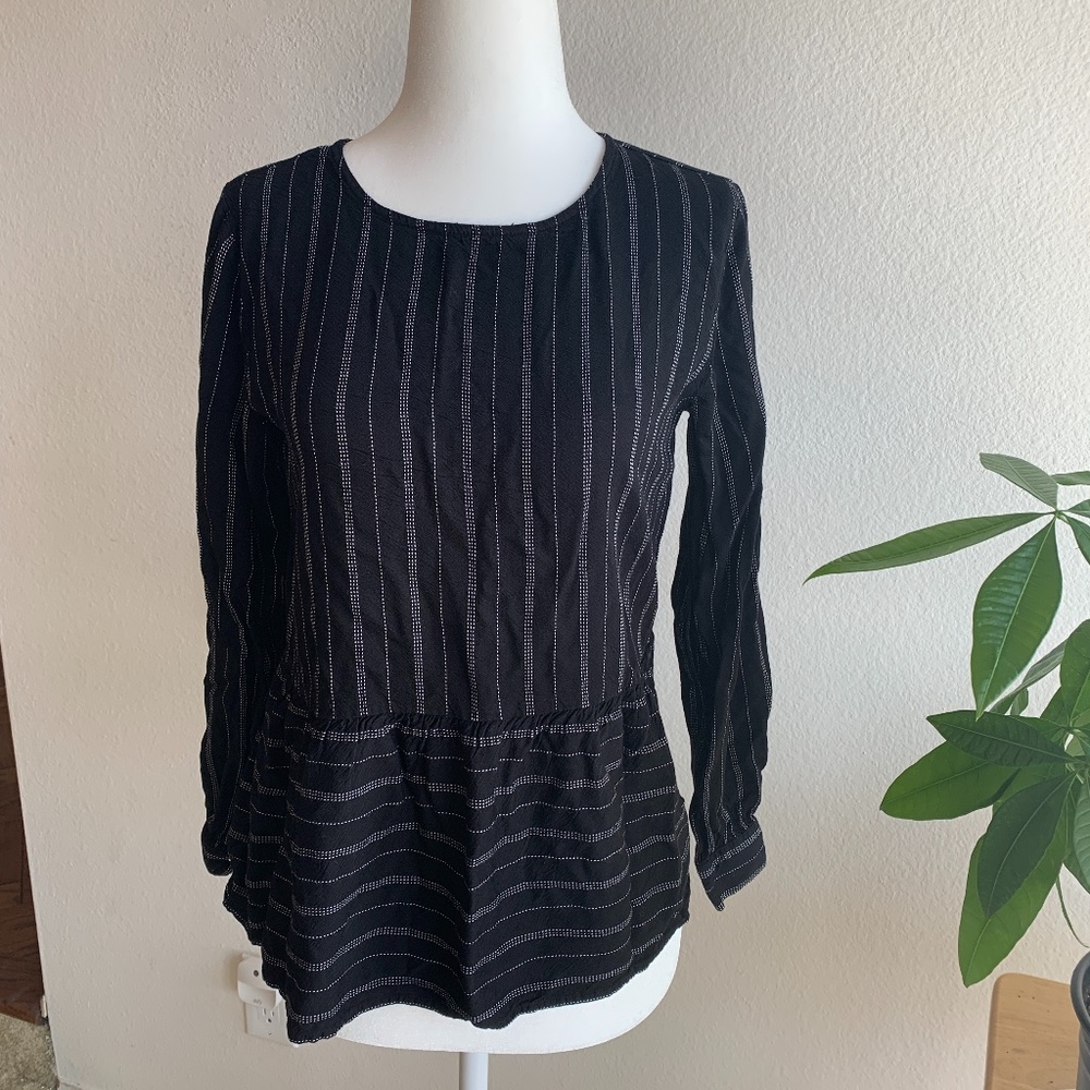 Loft Striped Top with Buttons on the Back